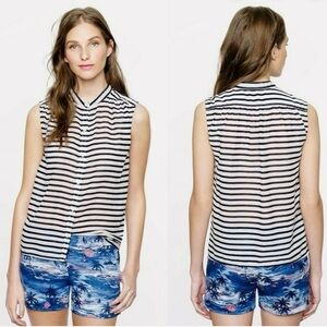 J. Crew Black and White Striped Sleeveless Blouse